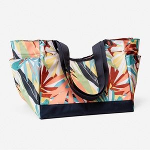Thirty-one Pick Up & Go Tote & Clear Clip Pouch in Painted Palms